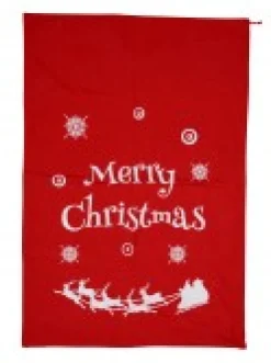 Best Sale Christmas Warehouse Red Felt Merry Christmas & Sleigh Silhouette Gift Santa Sack - 88Cm