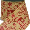 New Christmas Warehouse Red Font On Natural Burlap Look Fabric & Edging Christmas Ribbon - 3M
