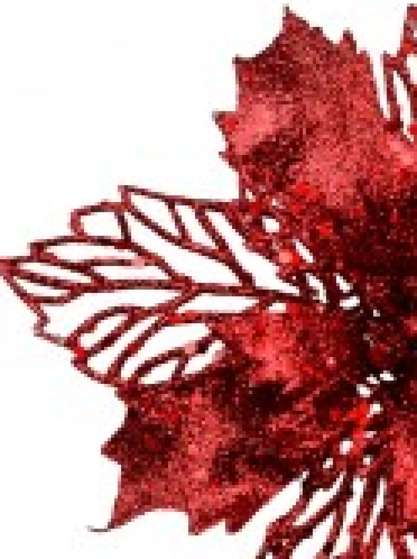 Online Christmas Warehouse Red Glitter Petal & Leaf Poinsettia Decorative Christmas Flower Pick - 18Cm
