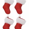 Online Christmas Warehouse Red Glitter With White Cuff Christmas Stocking Hanging Decoration - 4 X 10Cm