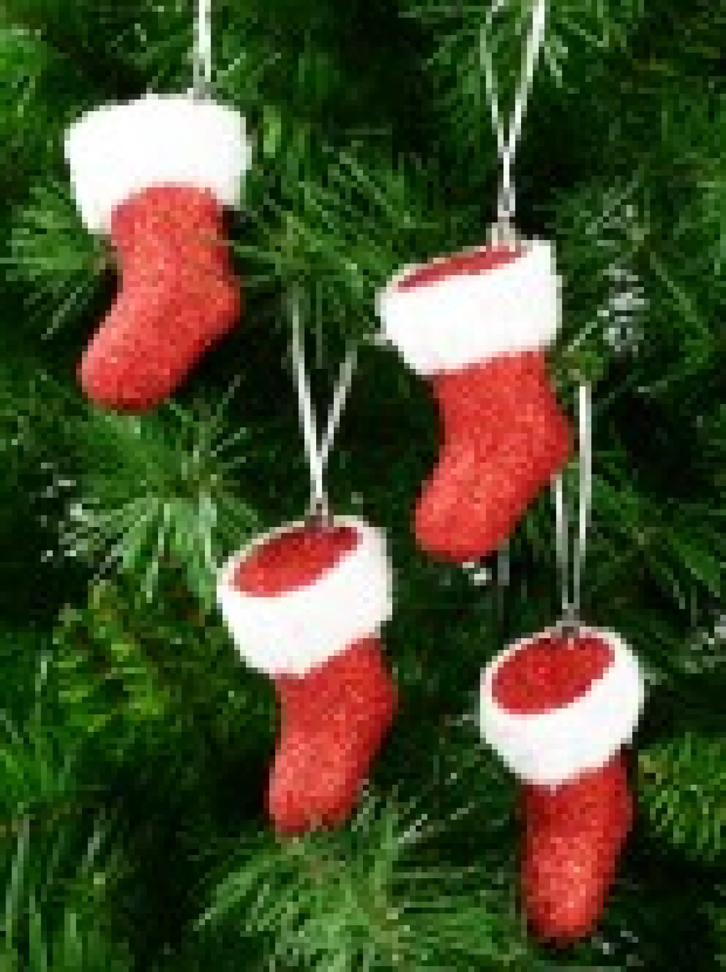 Online Christmas Warehouse Red Glitter With White Cuff Christmas Stocking Hanging Decoration - 4 X 10Cm