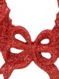 Cheap Christmas Warehouse Red Glitter Wreath With Bow Christmas Tree Hanging Decoration - 12Cm