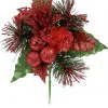 Flash Sale Christmas Warehouse Red Glittered Berry, Holly & Assorted Decorations Christmas Foliage Pick - 17Cm