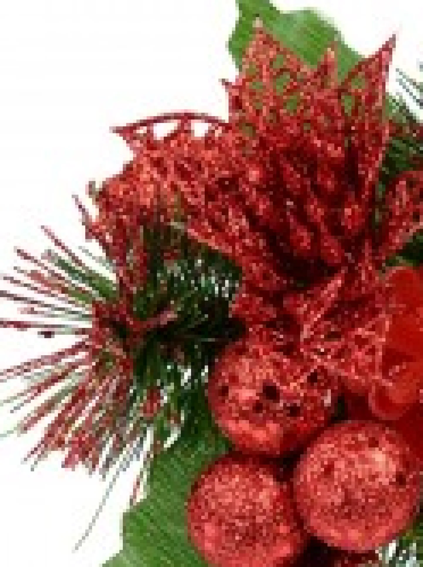 Flash Sale Christmas Warehouse Red Glittered Berry, Holly & Assorted Decorations Christmas Foliage Pick - 17Cm