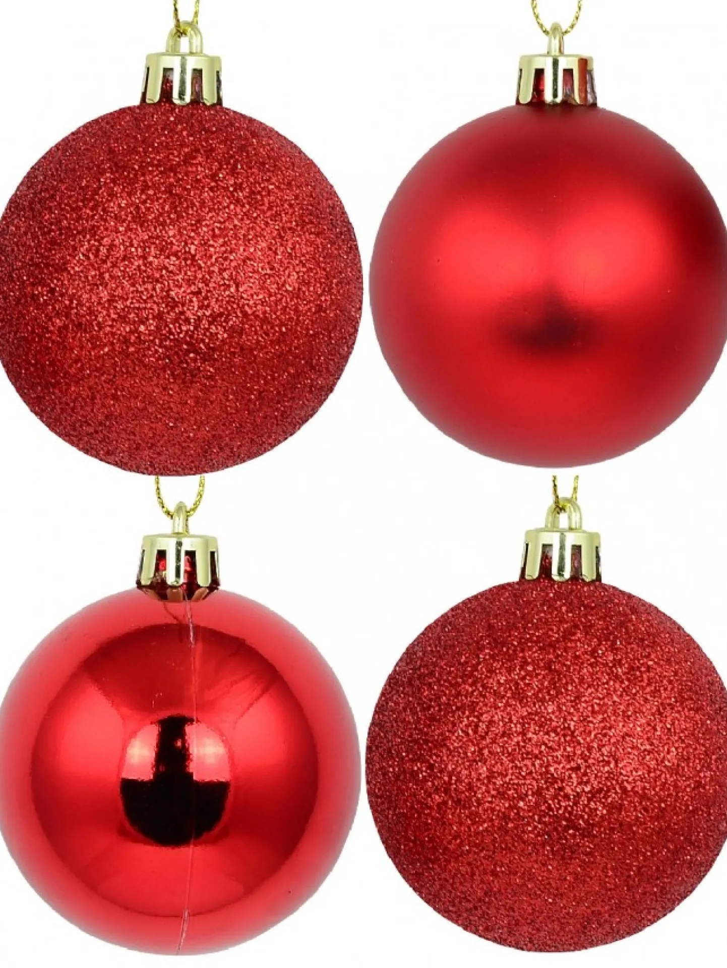 Best Christmas Warehouse Red Glittered, Matte & Metallic Christmas Bauble Decorations - 12 X 60Mm