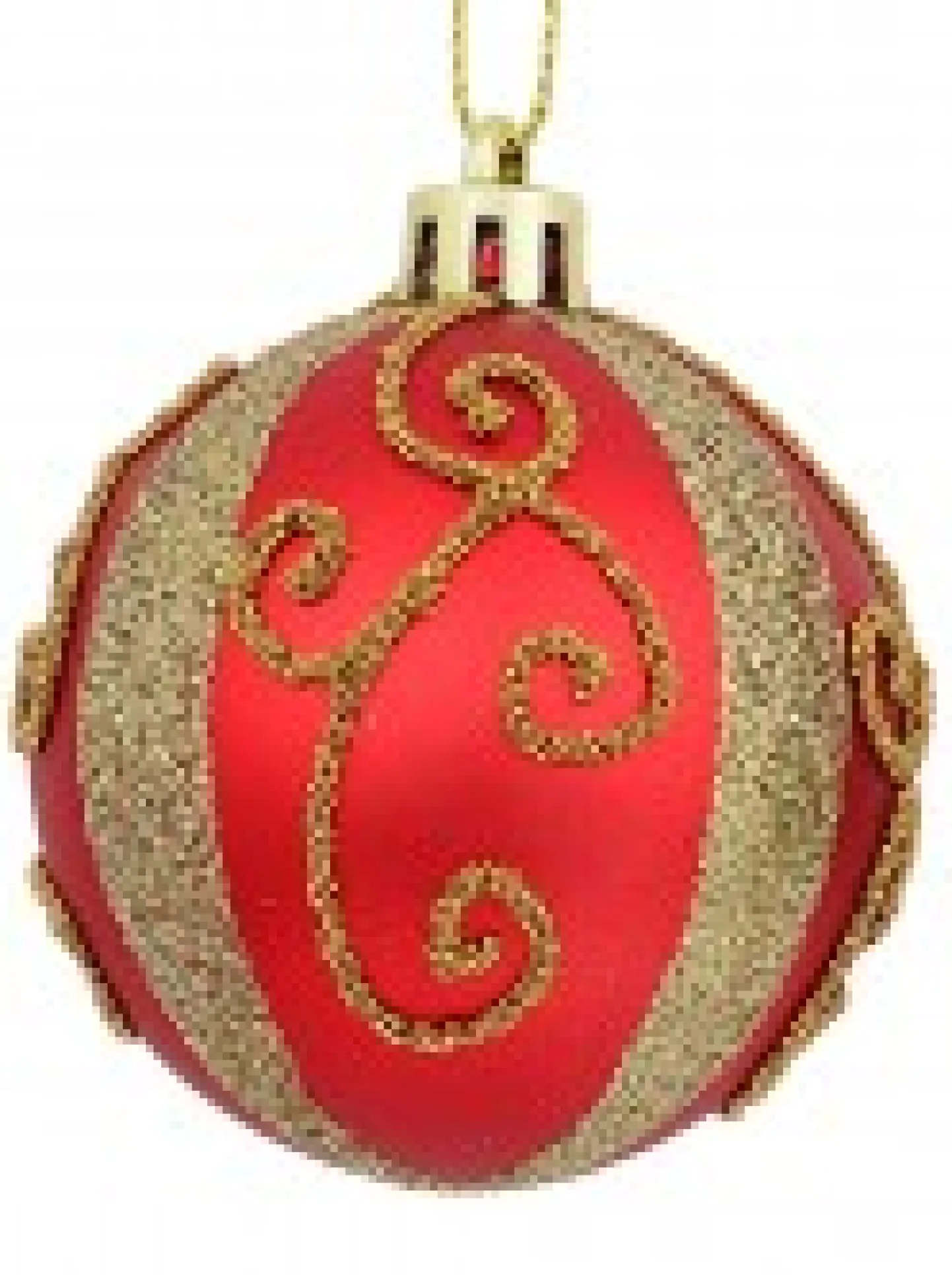 Cheap Christmas Warehouse Red, Green & Gold Baubles With Gold Filigree Pattern & Thick Stripe - 6 X 60Mm