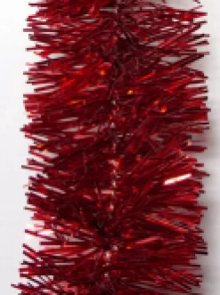 Online Christmas Warehouse Red Metallic 6Ply Classic Christmas Tinsel Garland - 50Mm X 5M