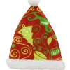 Best Christmas Warehouse Red Santa Hat With Green Print Christmas Tree Hanging Decoration - 12Cm