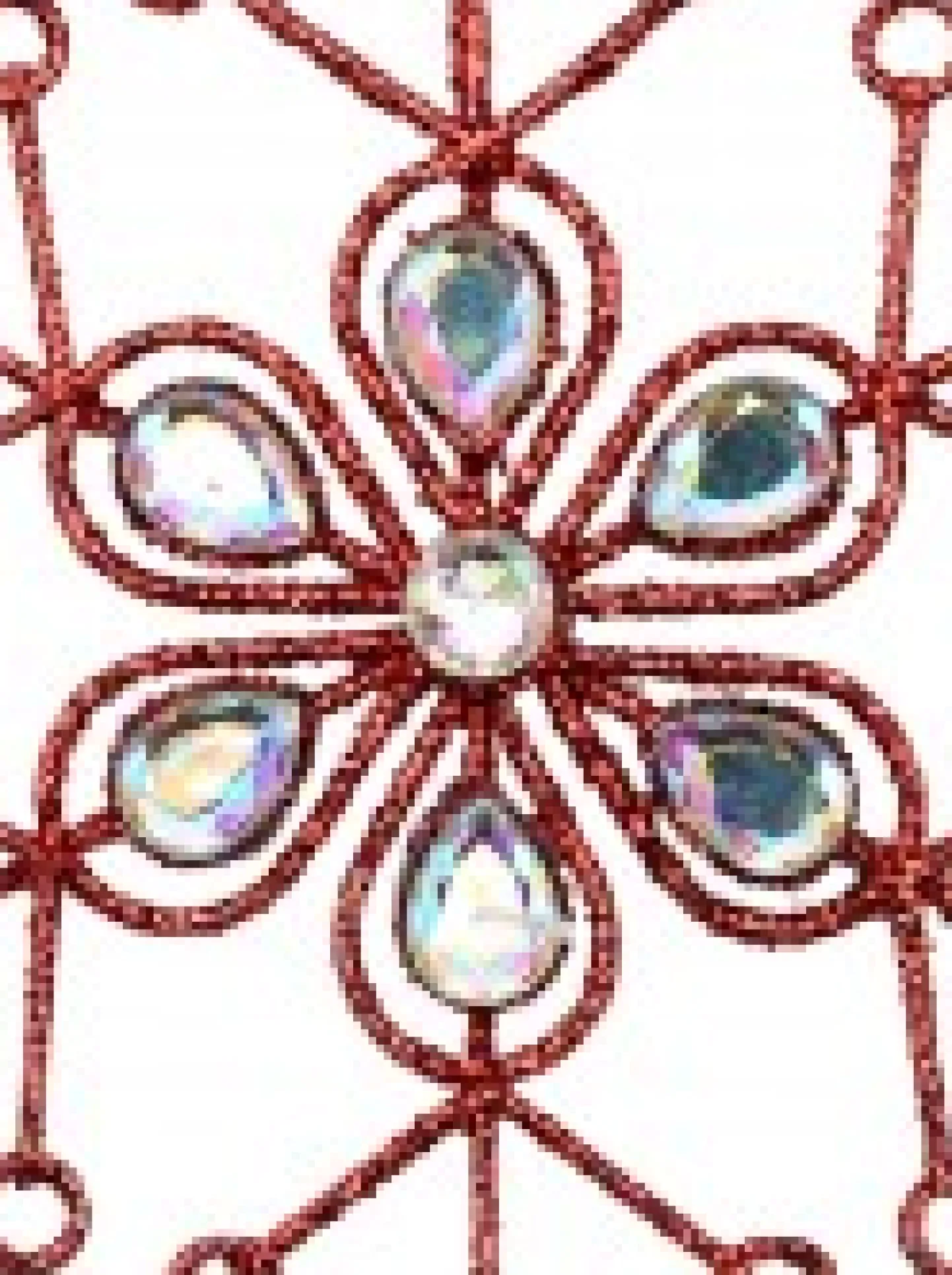 Shop Christmas Warehouse Red Snowflake & Encrusted Diamante Christmas Tree Hanging Decoration - 12Cm