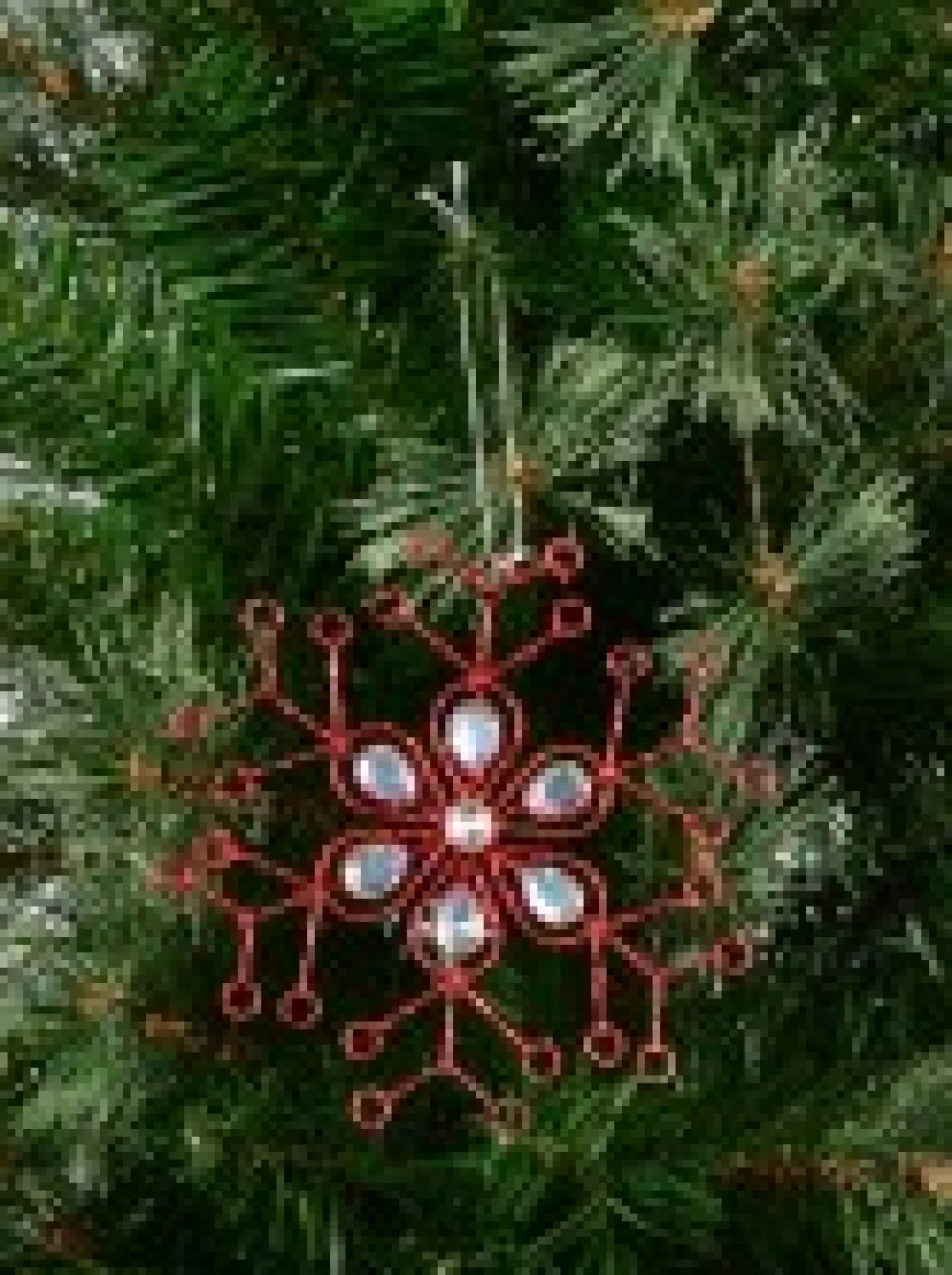 Shop Christmas Warehouse Red Snowflake & Encrusted Diamante Christmas Tree Hanging Decoration - 12Cm