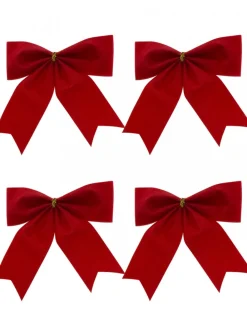 Discount Christmas Warehouse Red Velvet Christmas Tree Bow Decoration - 8 X 80Mm