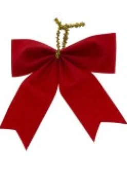 Discount Christmas Warehouse Red Velvet Christmas Tree Bow Decoration - 8 X 80Mm