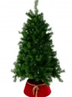 Best Christmas Warehouse Red Velvet Conical Shape With Rope Bow Christmas Tree Skirt - 58Cm