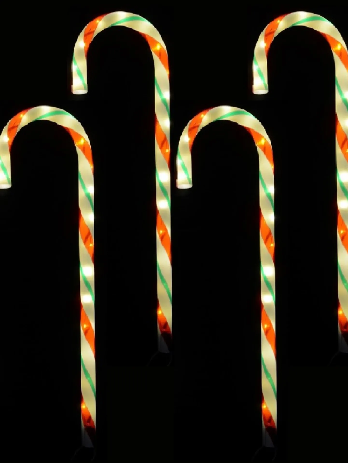 Cheap Christmas Warehouse Red, White & Green Stripe Candy Cane Garden Christmas Path Lights - 4 X 60Cm