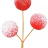 Online Christmas Warehouse Red With White Frost Pom Pom Snowballs Christmas Spray Pick - 24Cm