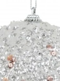 Best Christmas Warehouse Rose Gold & Silver Sequins Bauble Christmas Tree Hanging Decoration - 10Cm