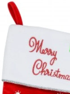 Shop Christmas Warehouse Santa & Reindeer Applique With Font & Holly Velvet Christmas Stocking - 48Cm