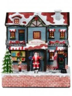 Clearance Christmas Warehouse Santa Visiting Family Home With Mum & Kids Christmas Village Scene - 24Cm