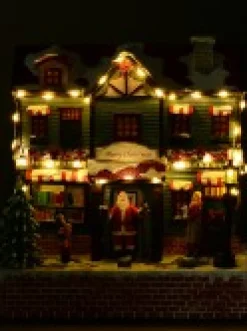 Clearance Christmas Warehouse Santa Visiting Family Home With Mum & Kids Christmas Village Scene - 24Cm
