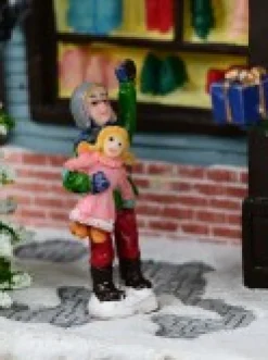 Clearance Christmas Warehouse Santa Visiting Family Home With Mum & Kids Christmas Village Scene - 24Cm