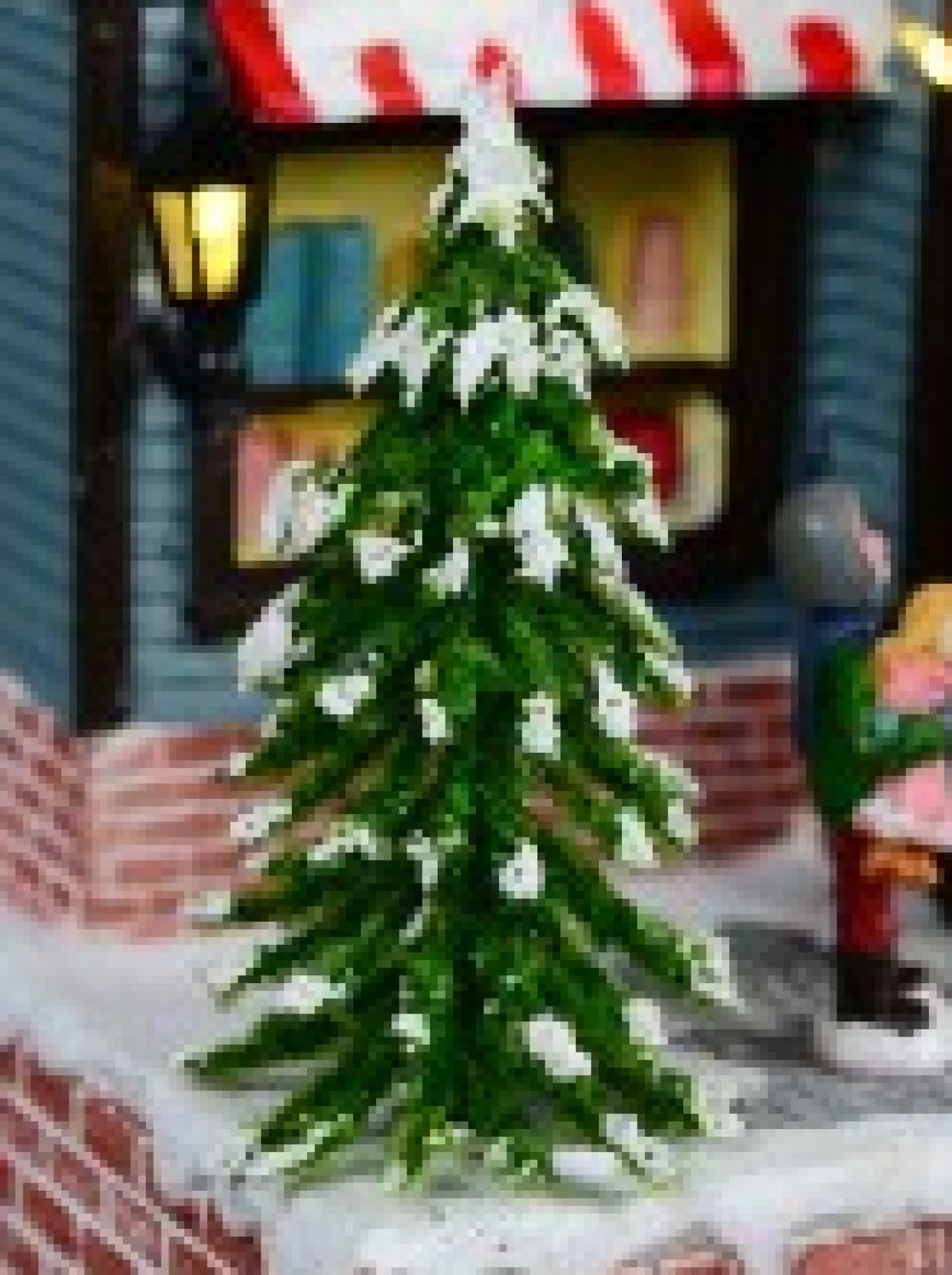 Clearance Christmas Warehouse Santa Visiting Family Home With Mum & Kids Christmas Village Scene - 24Cm