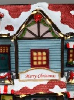 Clearance Christmas Warehouse Santa Visiting Family Home With Mum & Kids Christmas Village Scene - 24Cm