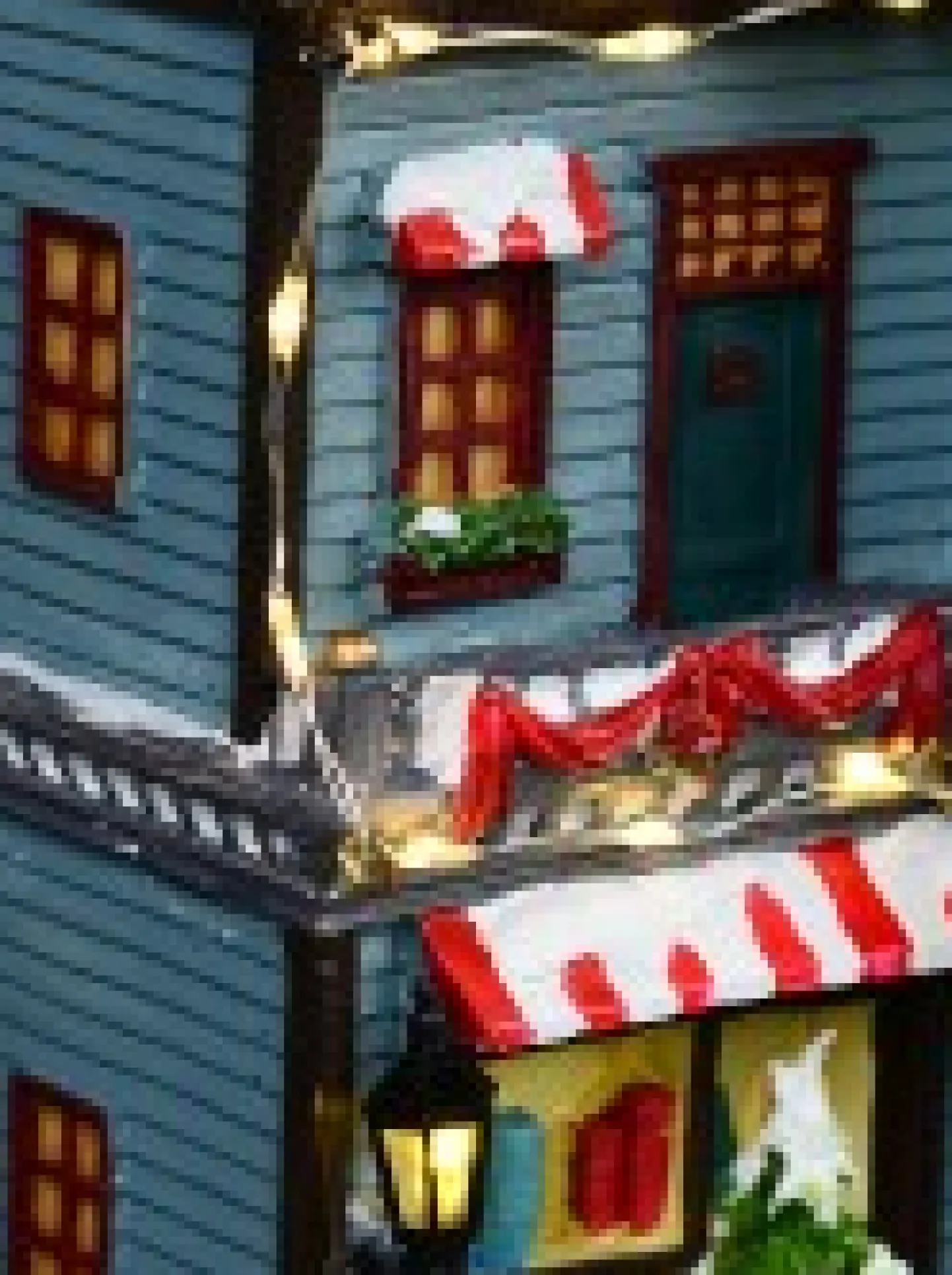 Clearance Christmas Warehouse Santa Visiting Family Home With Mum & Kids Christmas Village Scene - 24Cm