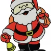 Hot Christmas Warehouse Santa With Bell & Gift Sack Gel Christmas Window Cling Decoration - 17Cm
