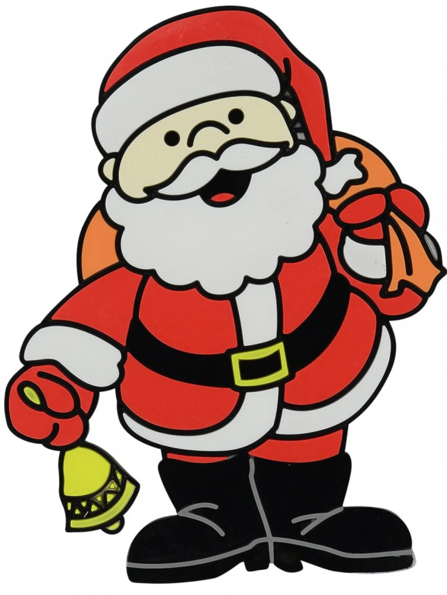 Hot Christmas Warehouse Santa With Bell & Gift Sack Gel Christmas Window Cling Decoration - 17Cm