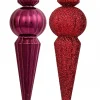 Cheap Christmas Warehouse Shiny Burgundy & Red Glitter Finial Christmas Hanging Decoration - 4 X 15Cm