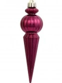 Cheap Christmas Warehouse Shiny Burgundy & Red Glitter Finial Christmas Hanging Decoration - 4 X 15Cm
