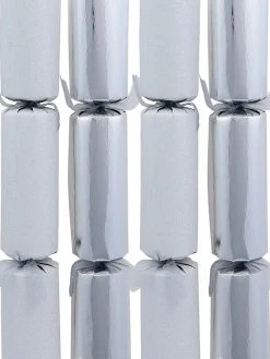 Cheap Christmas Warehouse Shiny Criss Cross & Glitter Silver Christmas Cracker Bon Bons - 6 X 34Cm