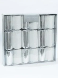 Cheap Christmas Warehouse Shiny Criss Cross & Glitter Silver Christmas Cracker Bon Bons - 6 X 34Cm