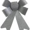 Outlet Christmas Warehouse Silver Glitter Pvc Christmas Tree Bow Decoration - 24Cm