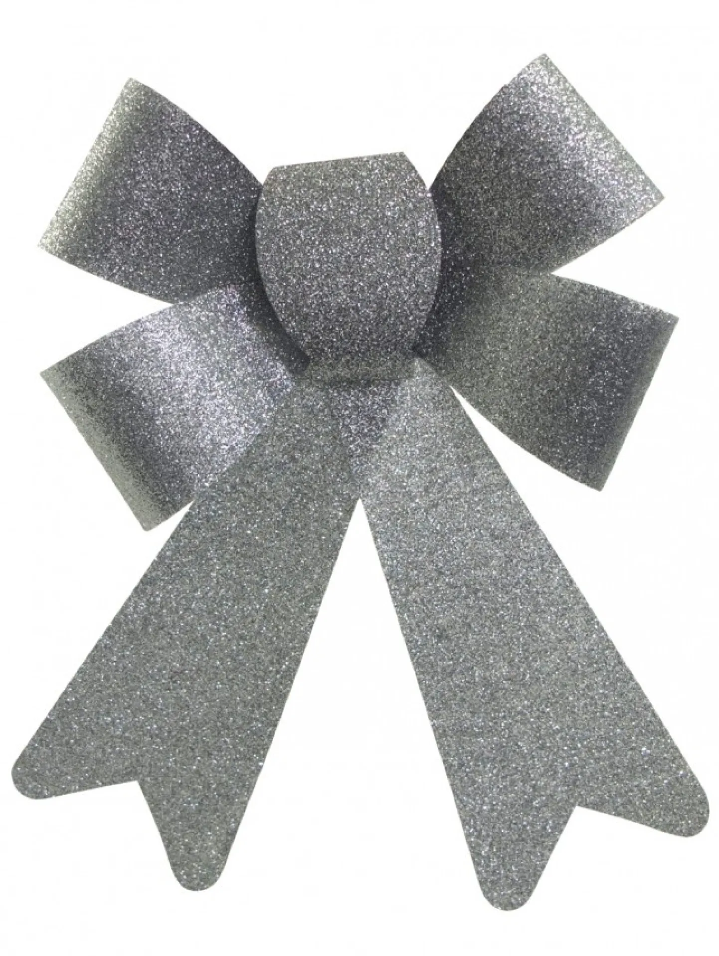 Outlet Christmas Warehouse Silver Glitter Pvc Christmas Tree Bow Decoration - 24Cm