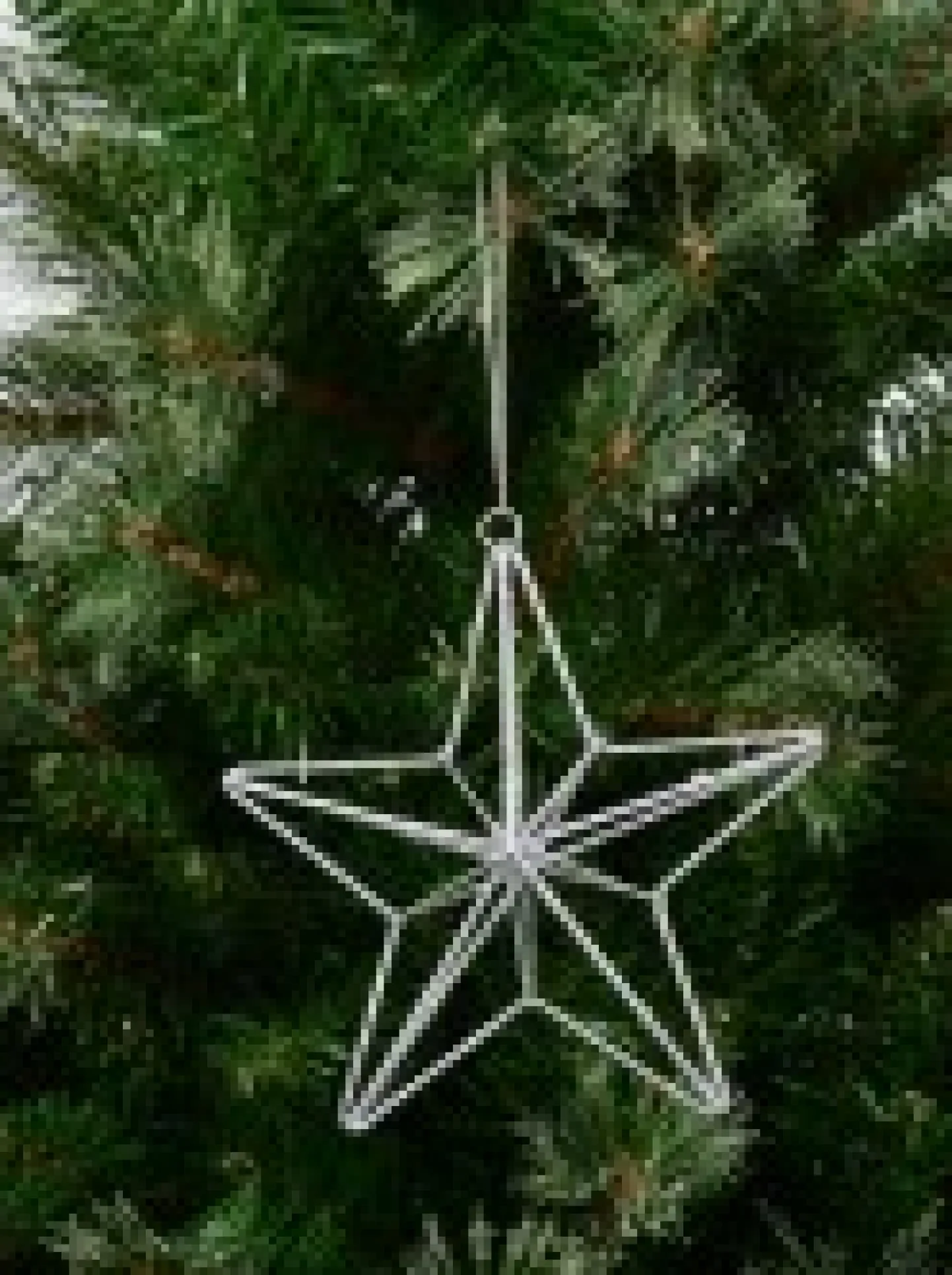 Online Christmas Warehouse Silver Glittered 3D Wire Framed Star Christmas Tree Hanging Decoration - 16Cm