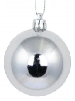 New Christmas Warehouse Silver Glittered, Matte & Metallic Christmas Bauble Decorations - 12 X 60Mm