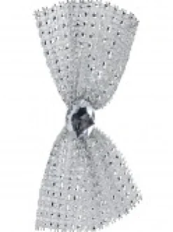 Best Christmas Warehouse Silver Mesh Bowtie With Diamante Knot Christmas Decorations - 3 X 11Cm