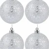 Fashion Christmas Warehouse Silver Metallic Sequins & Glitter Coated Christmas Baubles - 12 X 60Mm