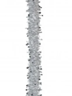 Discount Christmas Warehouse Silver Pine Needle With Stars & White Loops Christmas Tinsel Garland - 2.7M