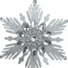Online Christmas Warehouse Silver Snowflake With Acrylic Jewels Christmas Tree Hanging Decoration - 13Cm