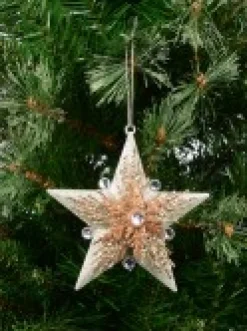 Fashion Christmas Warehouse Silver Star With Snowflakes Christmas Tree Hanging Decoration - 13Cm