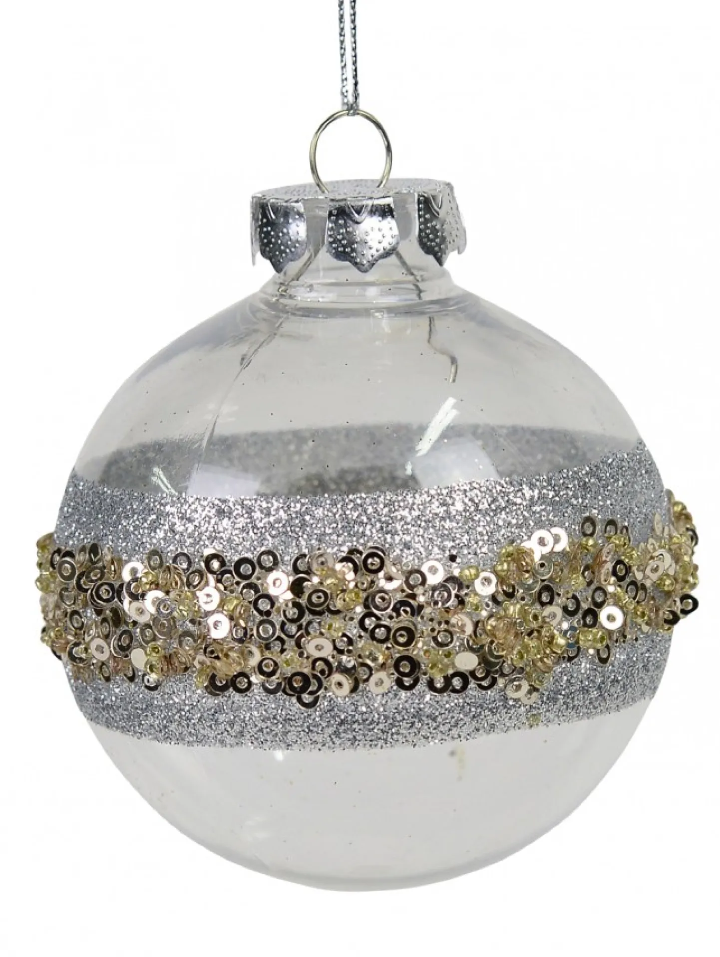 Best Sale Christmas Warehouse Silver Stripe Decorated Bauble Christmas Tree Hanging Decoration - 80Mm