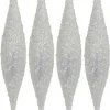New Christmas Warehouse Silver With Frost Look Pine Cone Shape Bauble Hanging Decorations - 4 X 33Cm