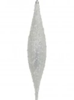 New Christmas Warehouse Silver With Frost Look Pine Cone Shape Bauble Hanging Decorations - 4 X 33Cm