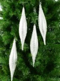 New Christmas Warehouse Silver With Frost Look Pine Cone Shape Bauble Hanging Decorations - 4 X 33Cm