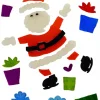 Outlet Christmas Warehouse Skating Santa & Presents Gel Christmas Window Cling Decoration - 23Cm