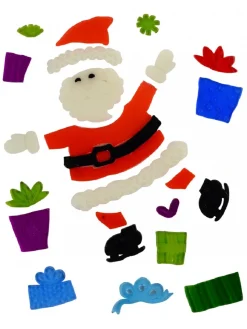 Outlet Christmas Warehouse Skating Santa & Presents Gel Christmas Window Cling Decoration - 23Cm