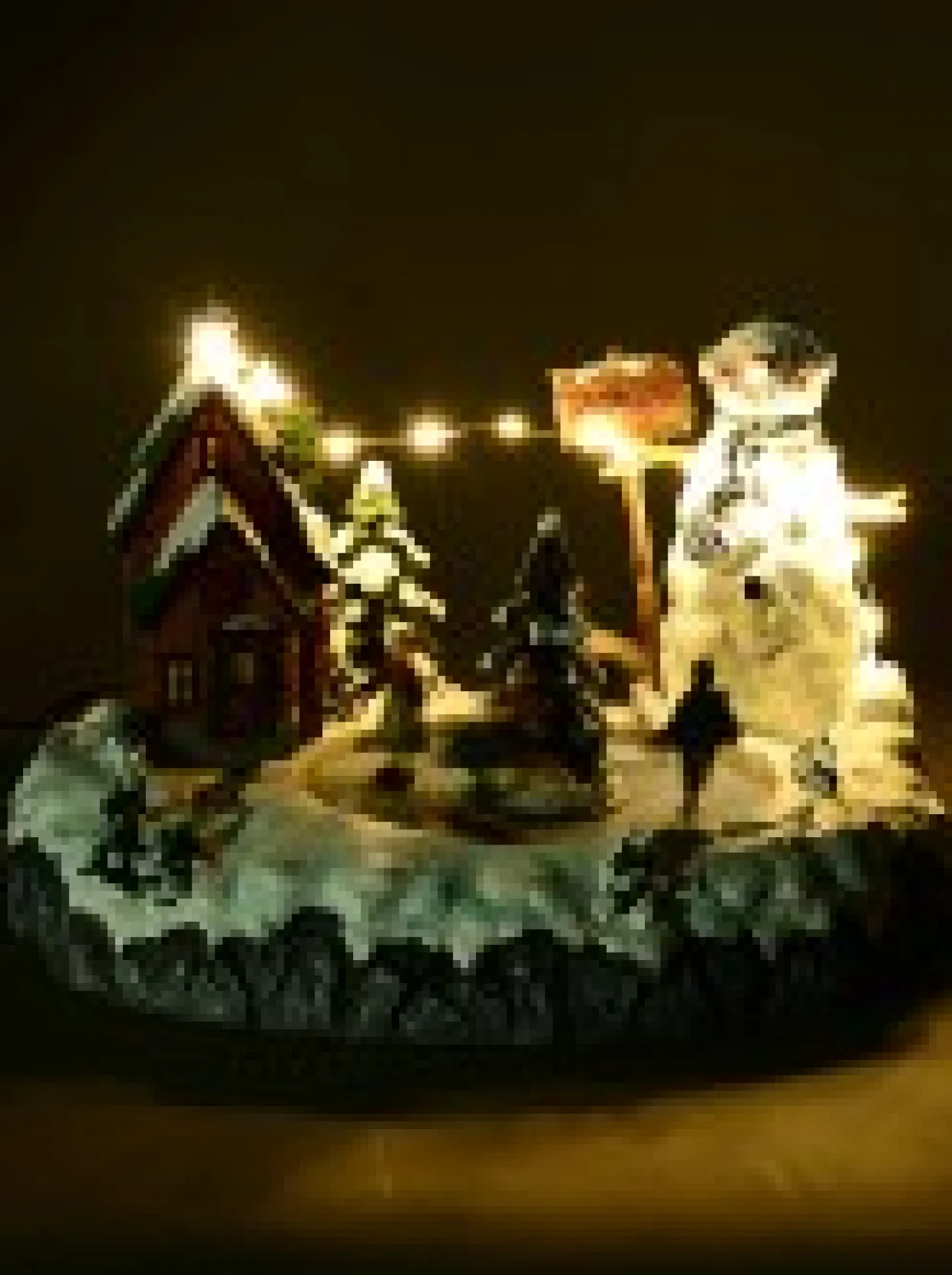 New Christmas Warehouse Snow Day! Skating Around A Frozen Pond Christmas Village Scene - 26Cm