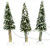 Best Christmas Warehouse Snow Flocked Illuminated Pine Tree Christmas Village Figurines - 3 X 19Cm